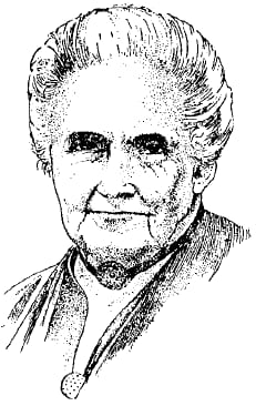 Portrait or photograph of Maria Montessori: Maria Montessori-Konkani Vishwakosh