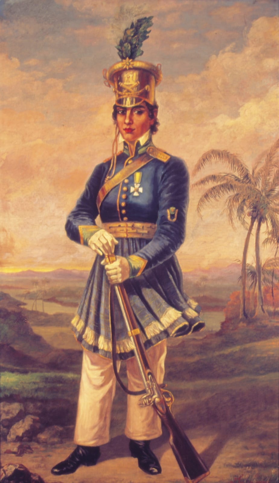 Portrait or photograph of Maria Quiteria: Painting of Maria Quitéria (1792-1853), who served in the Brazilian army during the War of Independence. She was nickn