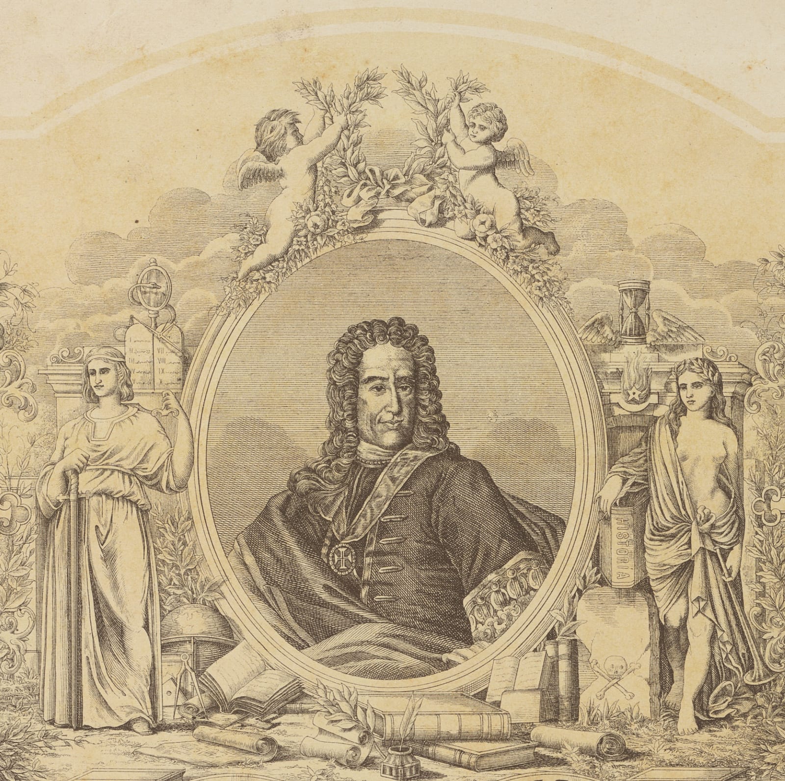 Portrait or photograph of Marques de Pombal: Membership diploma of the "Marquis of Pombal" mutual society (Rio de Janeiro, Brazil, 1880s). It is engraved with d