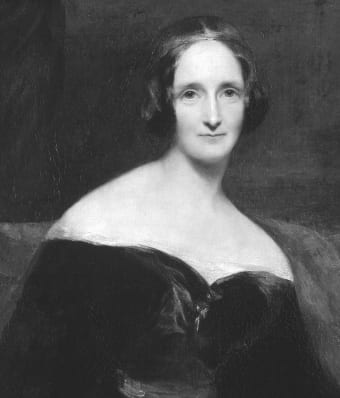 Portrait or photograph of Mary Shelley: Portrait of Mary Shelley by Richard Rothwell 1840, Source: Public Domain