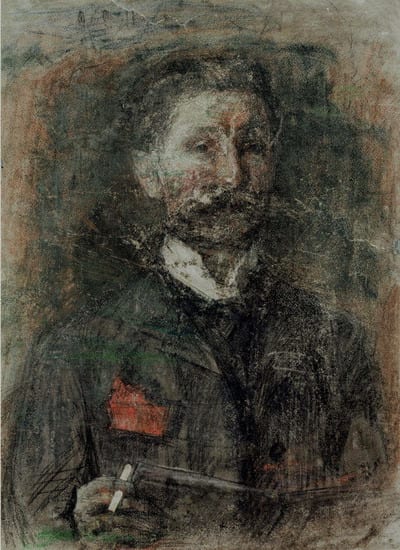 Portrait or photograph of Mikhail Vrubel: Врубель Михаил Александрович Государственная Третьяковская галерея, Москва Бумага, пастель, уголь, бумажная наклейка.