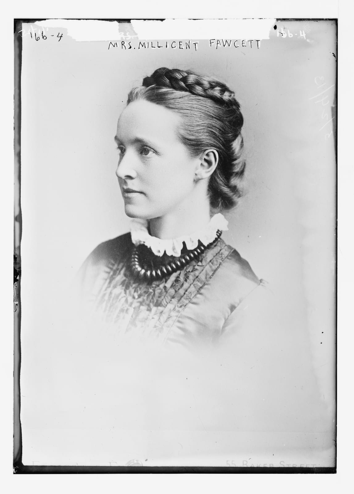 Portrait or photograph of Millicent Fawcett: Title: Mrs. Millicent Fawcett, portrait bust Abstract/medium: 1 negative : glass ; 5 x 7 in. or smaller.