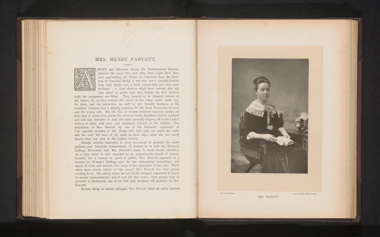 Portrait or photograph of Millicent Fawcett: Identificatie Titel(s): Portret van Millicent Fawcett. Mrs. Fawcett (titel op object) Objecttype: foto bladzijde Ob