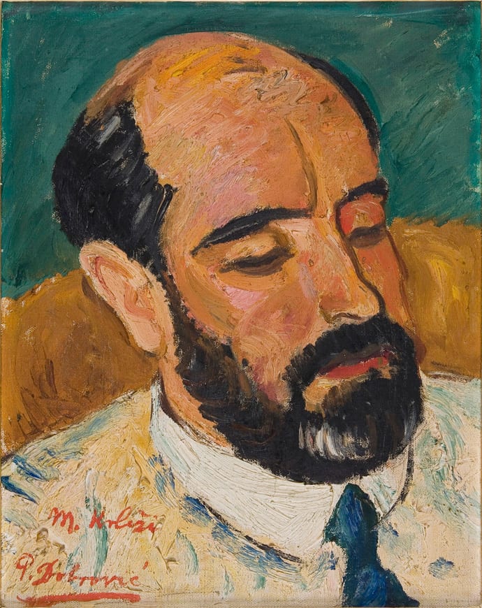 Portrait or photograph of Miroslav Krleža: Petar Dobrović's 1930 oil painting of Miroslav Krleža (in the study of the Bela and Miroslav Krleža Memorial Space)