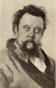 Portrait or photograph of Modest Mussorgsky: en:Modest Mussorgsky , scanned by Infrogmation from March en:1913 "The Etude" magazine. See also: en:Image:Mussorgs