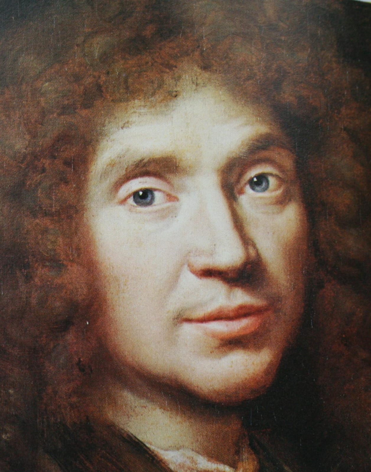 Portrait or photograph of Moliere: Molière, par Pierre Mignard. Détail.Chantilly, musée Condé.