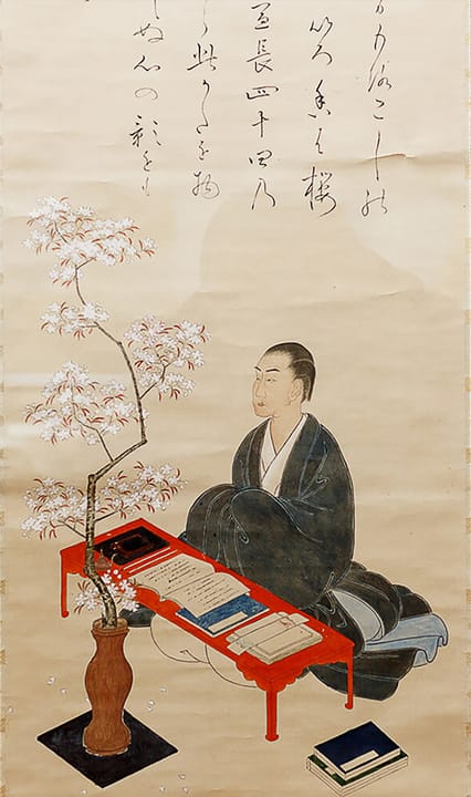 Portrait or photograph of Motoori Norinaga: Motoori Norinaga (44 years old), self-portrait
