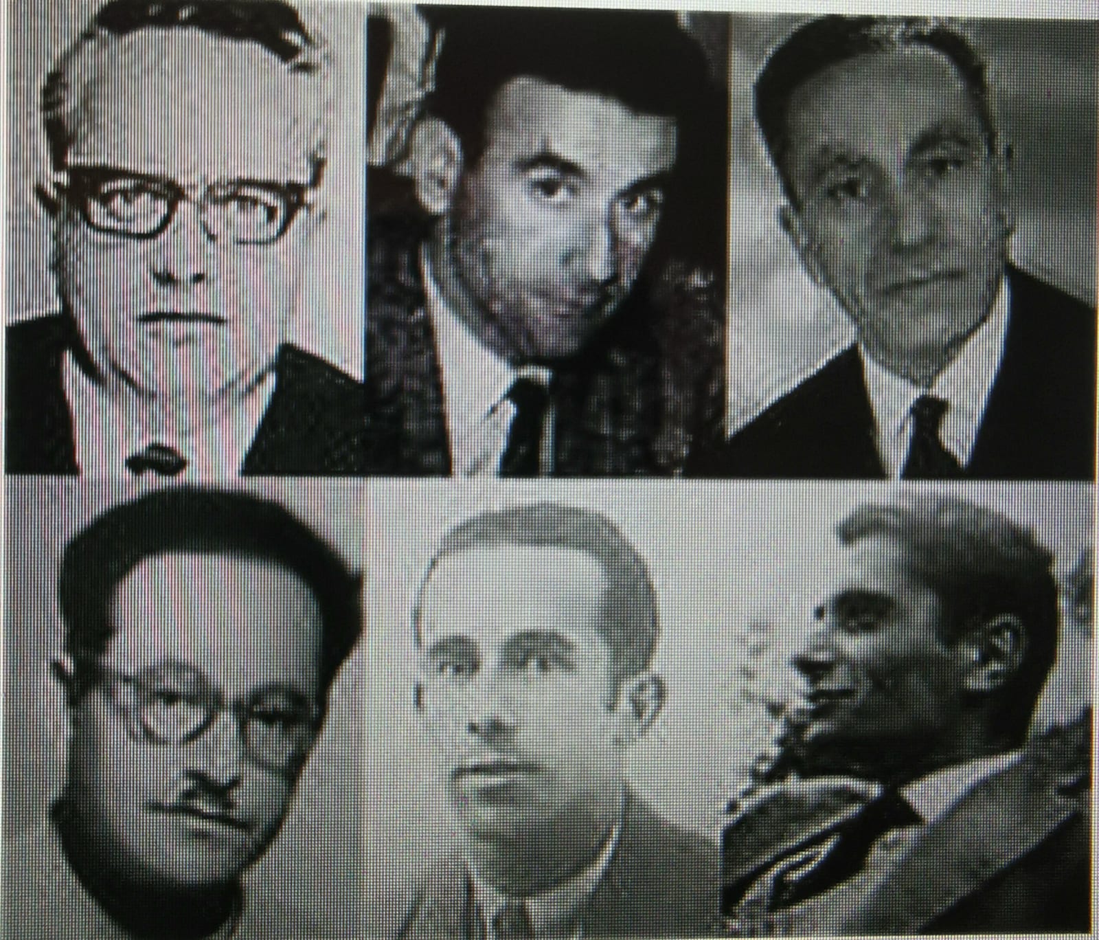 Portrait or photograph of Mouloud Feraoun: Max Marchand, Ali Hammoutène, Salah Ould Aoudia Mouloud Feraoun, Marcel Basset, Robert Eymard