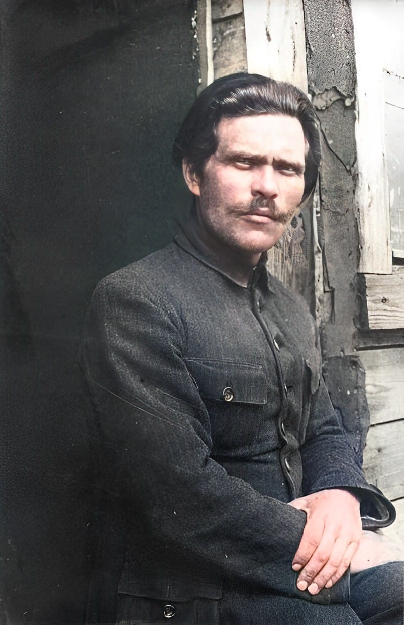 Portrait or photograph of Nestor Makhno: Nestor Makhno (1888–1934) in a displaced persons camp in Romania