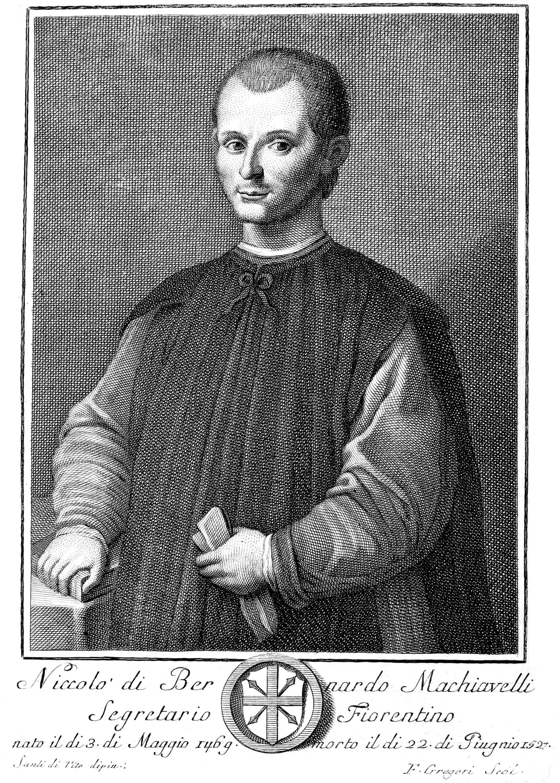 Portrait or photograph of Niccolò Machiavelli: Illustration from Opere di Niccolò Machiavelli