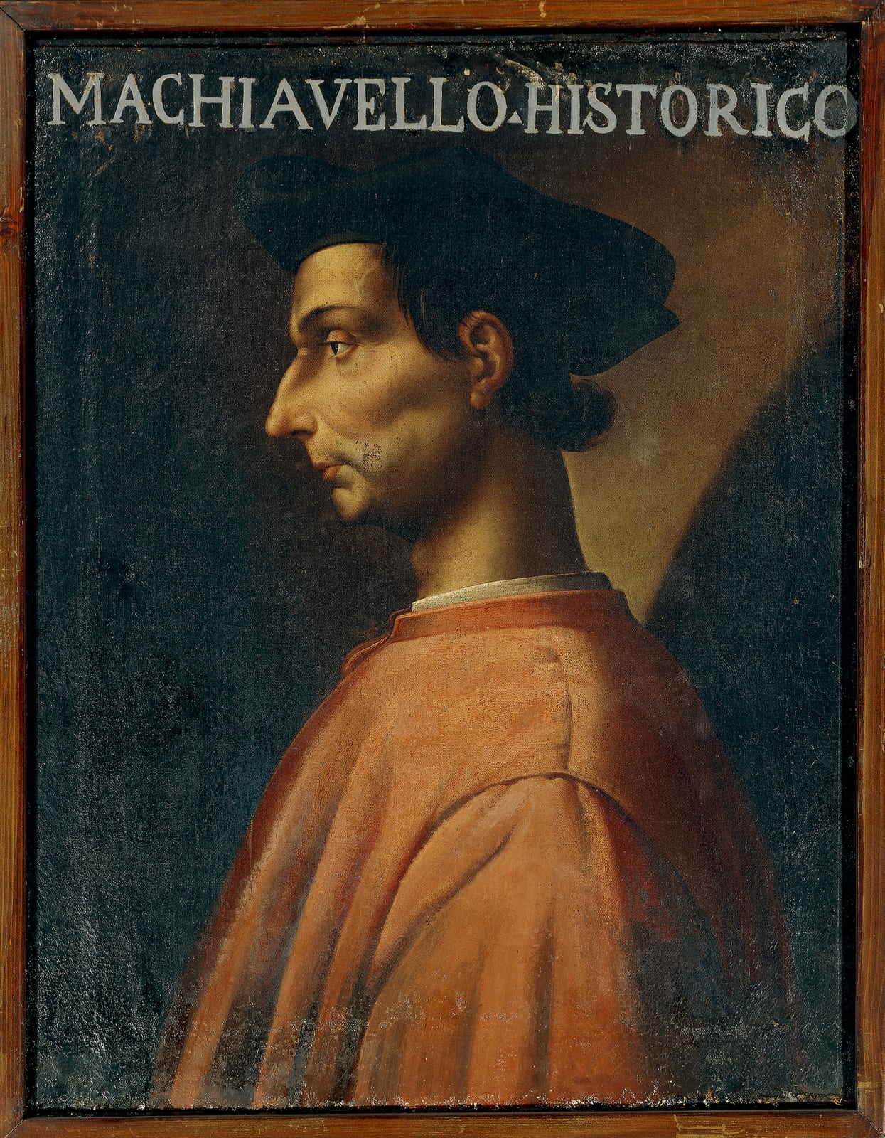Portrait or photograph of Niccolò Machiavelli: Indicazioni sul soggetto: RITRATTI: Niccolò Machiavelli; ABBIGLIAMENTO: copricapo, camicia e veste.