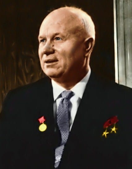 Portrait or photograph of Nikita Khrushchev: Soviet Premier Nikita Khrushchev in Vienna.
