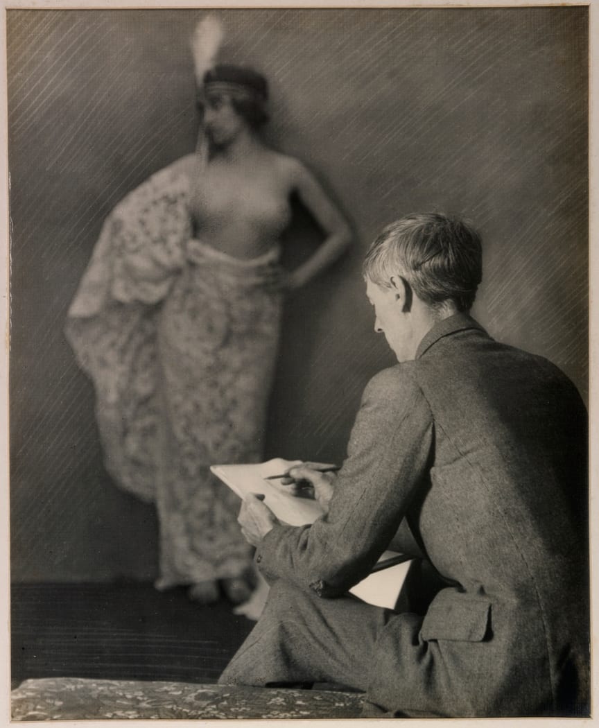 Portrait or photograph of Norman Lindsay: Norman Lindsay at Springwood, 1919, by Harold Cazneaux, photograph, State Library of New South Wales PXA 2008