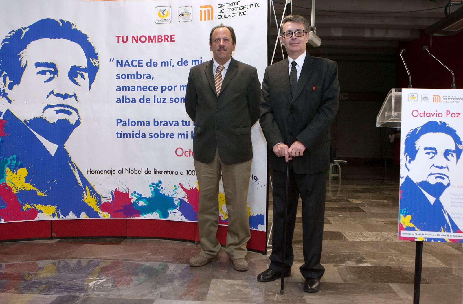 Portrait or photograph of Octavio Paz: Lunes, 31 de Marzo 2014. Homenaje conmemorativo y develaron de la placa en el Centenario del Nacimiento del Nobel de Lite