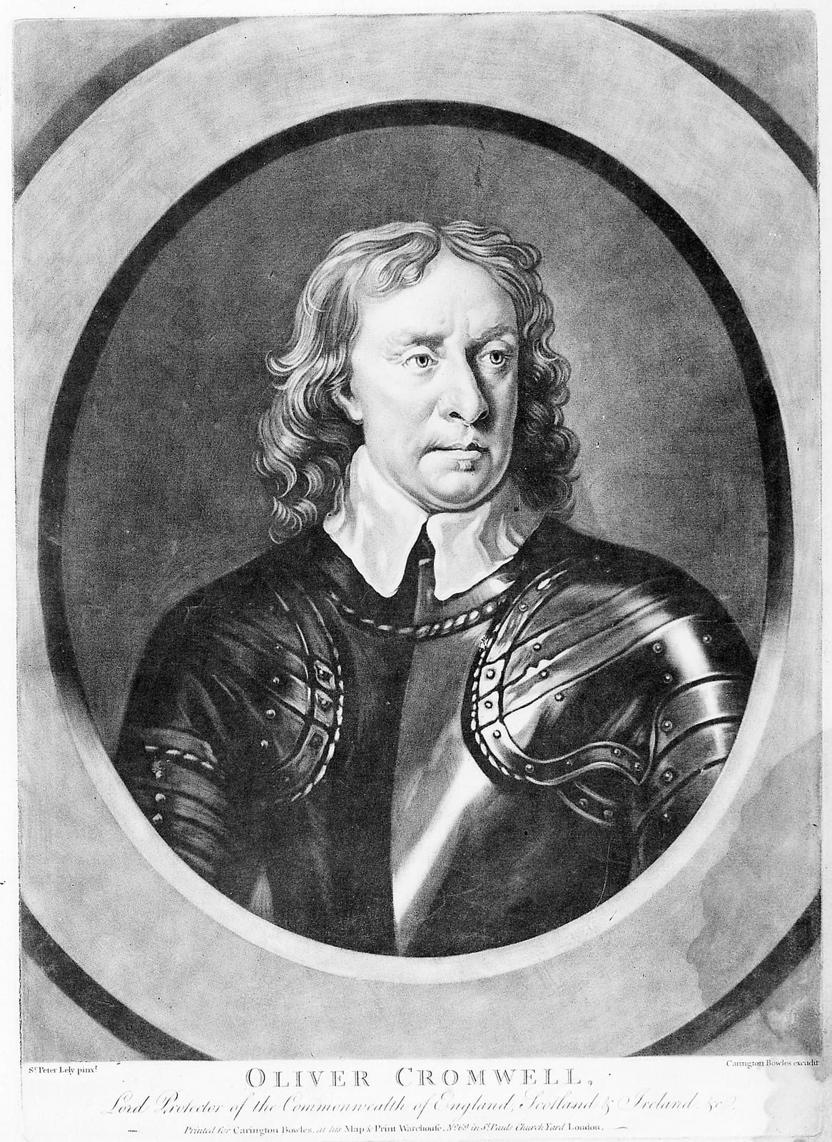 Portrait or photograph of Oliver Cromwell: Portrait of Oliver Cromwell, Lord Protector of the Commonwealth of England, Ireland and Scotland. Shown here in armou