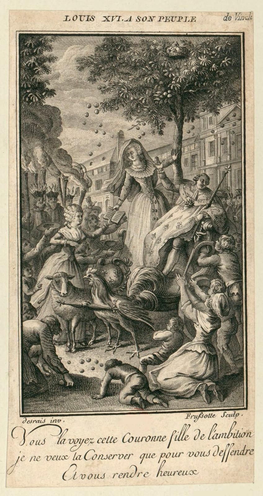 Portrait or photograph of Olympe de Gouges: Frontispice de Remarques patriotiques pour les États généraux, d'Olympe de Gouges (15 décembre 1789). Cette allégori