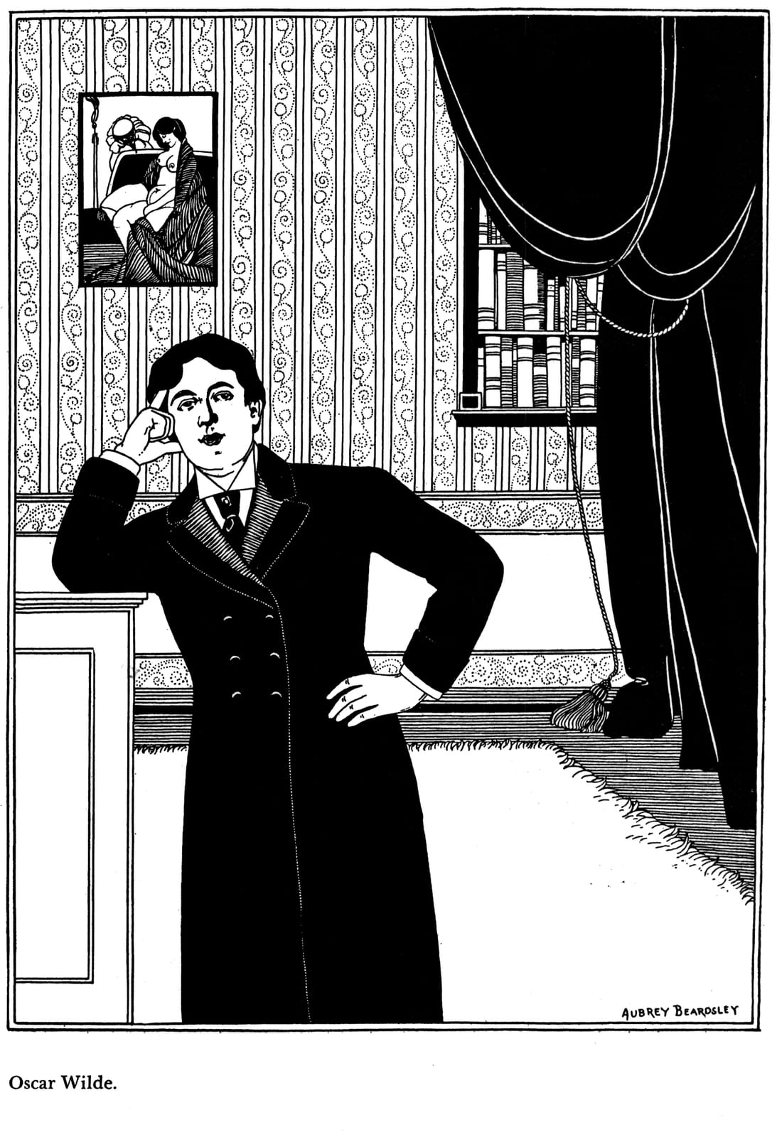 Portrait or photograph of Oscar Wilde: Forgery wrongly attributed to Aubrey Beardsley ( https://www.loc.gov/pictures/item/20022002/ )