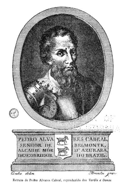 Portrait or photograph of Pedro Alvares Cabral: Portrait of Pedro Alvares Cabral, who is acknowledged as the discoverer of modern Brasil: this was first publish