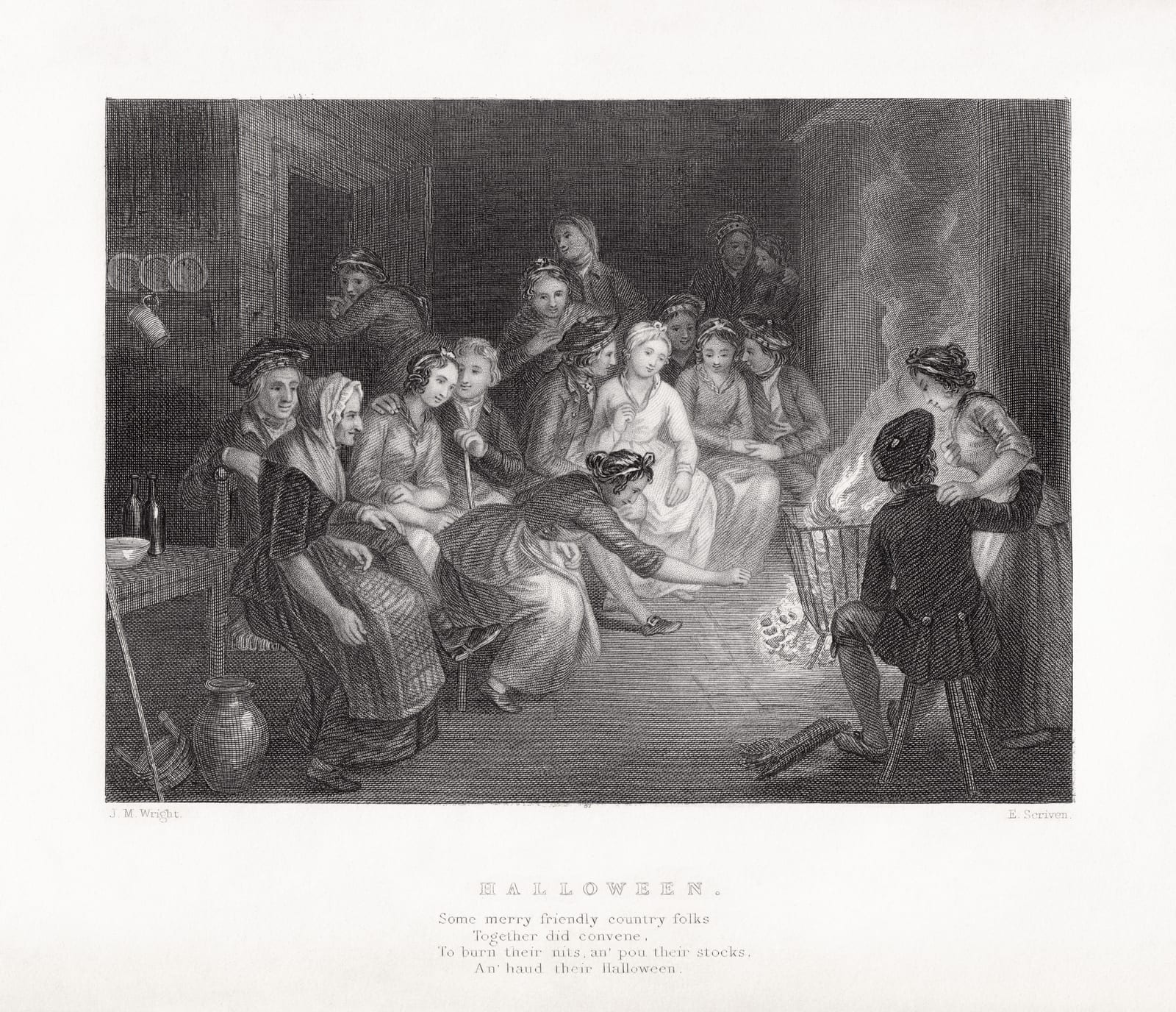 Portrait or photograph of Robert Burns: Illustration to Robert Burns' poem Halloween by J.M. Wright and Edward Scriven. The Complete Works of Robert Burns: Cont