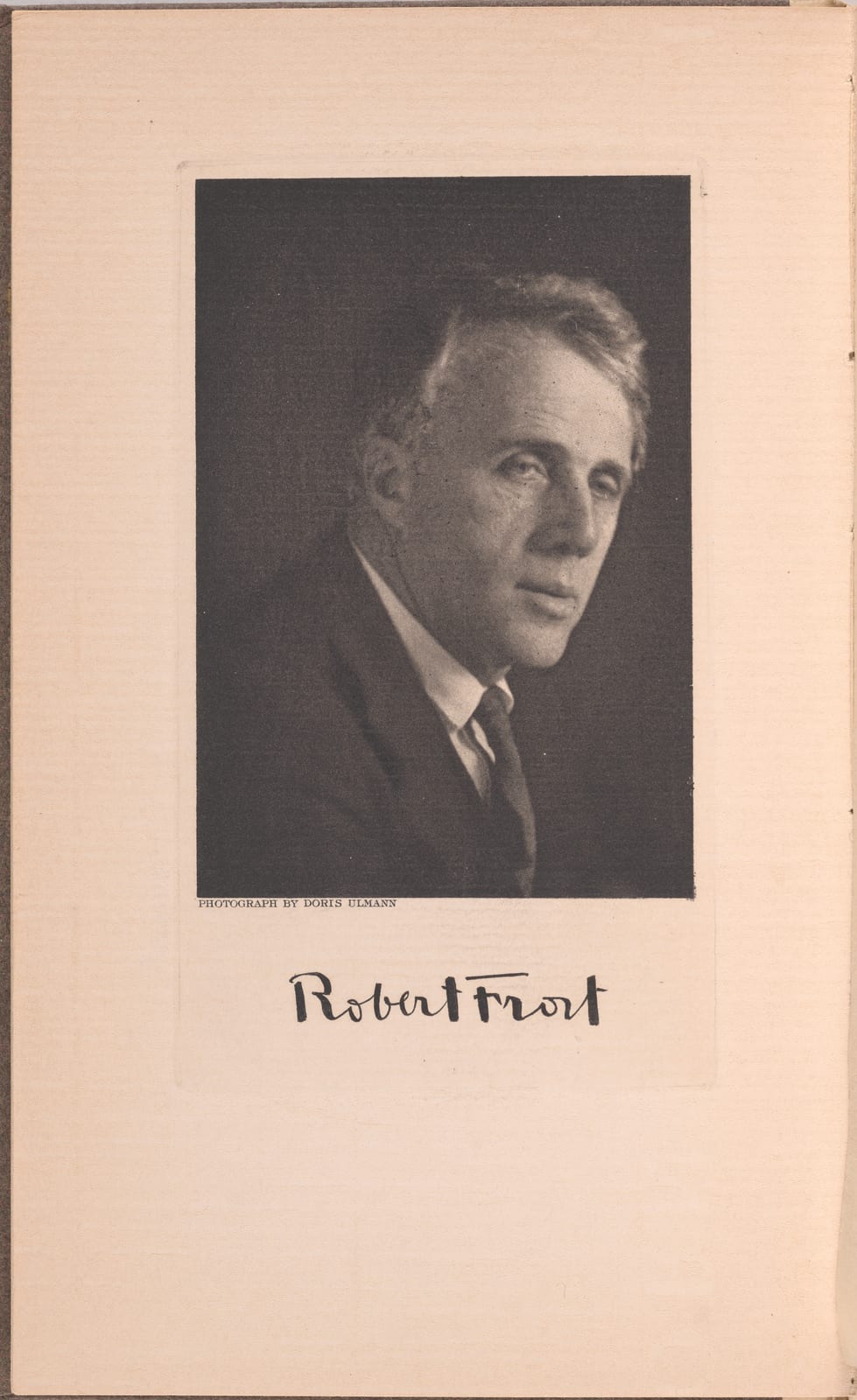Portrait or photograph of Robert Frost: Robert Frost by Doris Ulmann, c. 1920, photogravure, from the National Portrait Gallery, which has explicitly released t
