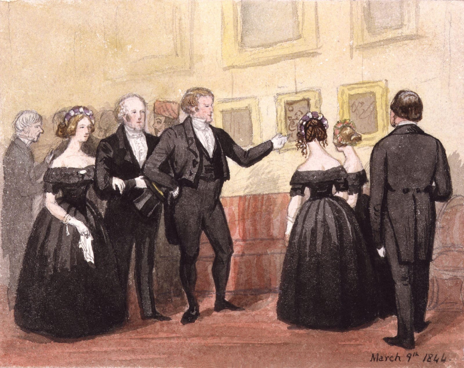 Portrait or photograph of Robert Peel: Sir Robert Peel, 2nd Bt showing his pictures , by Jemima Blackburn (née Wedderburn) (died 1909), given to the National Po
