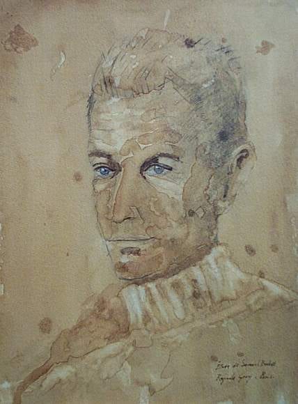 Portrait or photograph of Samuel Beckett: Wash Drawing
