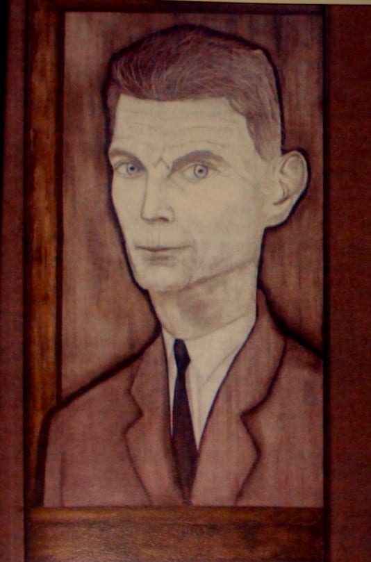 Portrait or photograph of Samuel Beckett: Egg Tempera on Wood