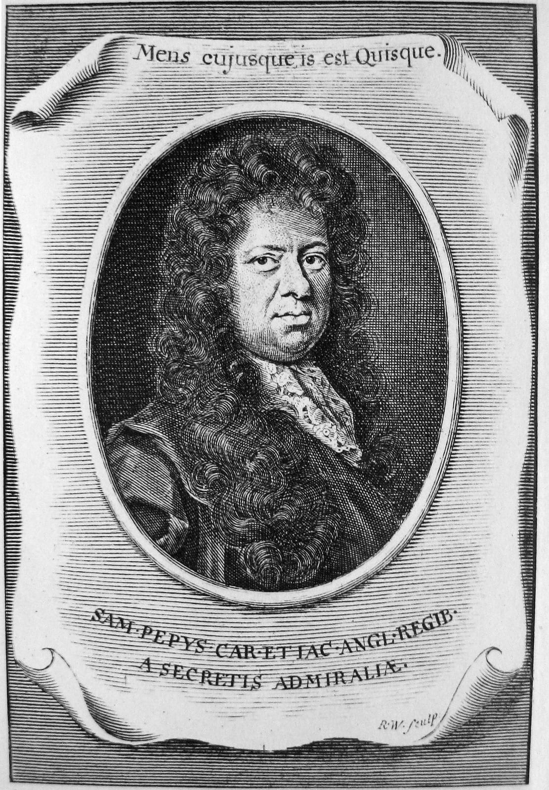Portrait or photograph of Samuel Pepys: Image is from H.B. Wheatley, ed, The Diary of Samuel Pepys: Pepysiana (London, 1899). Book editor died in 1917. Samuel P