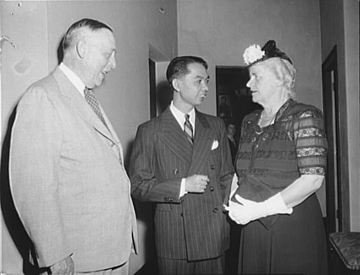 Portrait or photograph of Seni Pramoj: Washington, D.C. - Present at an informal reception at the Thai Legation in celebration of the nineteenth birthday of Kin