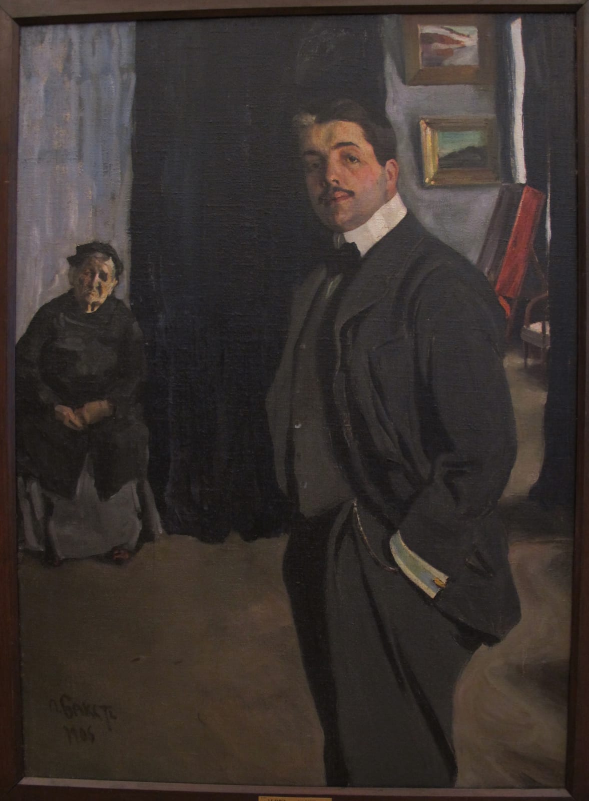 Portrait or photograph of Sergei Diaghilev: Leon baskt, ritratto di sergei diaghilev e della sua tata, 1906