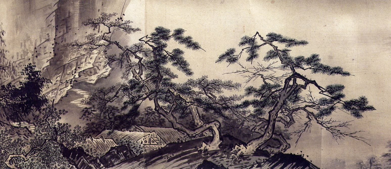 Portrait or photograph of Sesshu Toyo: Sesshu Toyo: Sansui chokan, detail, 1496. 40x1805 cm. Mori Foundation, Yamaguchi.