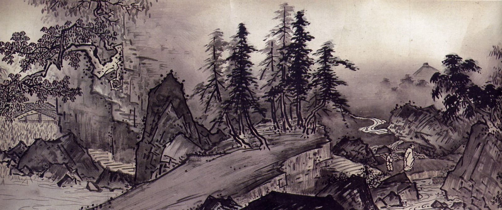 Portrait or photograph of Sesshu Toyo: Sesshu Toyo: Sansui chokan, detail, 1496. 40x1805 cm. Mori Foundation, Yamaguchi.