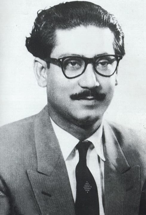 Portrait or photograph of Sheikh Mujibur Rahman: Sheikh Mujibur Rahman during the fifties