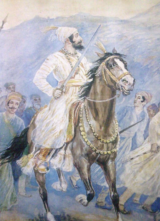 Portrait or photograph of Shivaji: Chhatrapati Shivaji Maharaj and his army.
