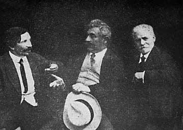 Portrait or photograph of Sholem Aleichem: Yacov Dinezon, I.L. Peretz, Sholem Aleichem