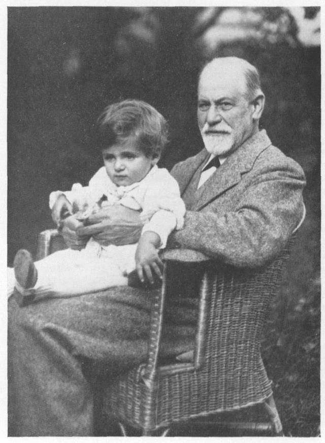 Portrait or photograph of Sigmund Freud: Photograph of Sigmund Freud and his grandson Stephan Gabriel Freud (son of Ernst Freud). — Stephen Gabriel Freud (1921-