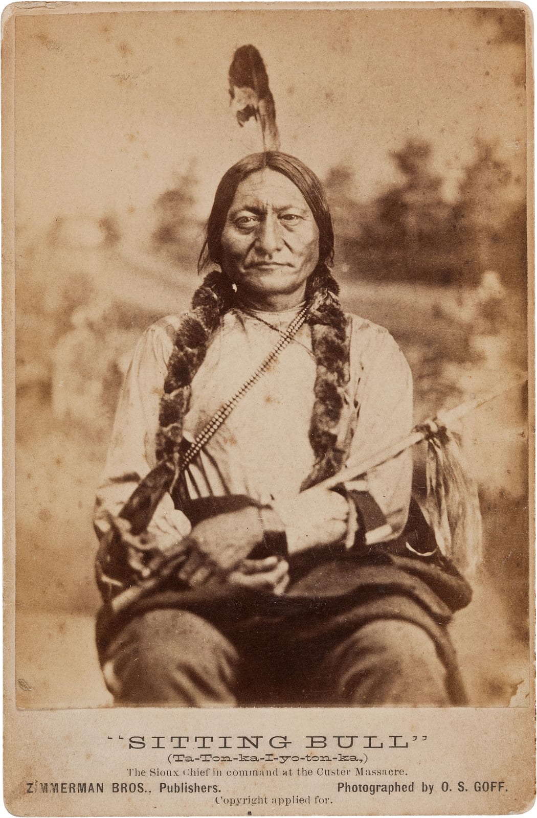 Portrait or photograph of Sitting Bull: Early Cabinet card of Sitting Bull, which sold at auction in 2013 for $4,182.50