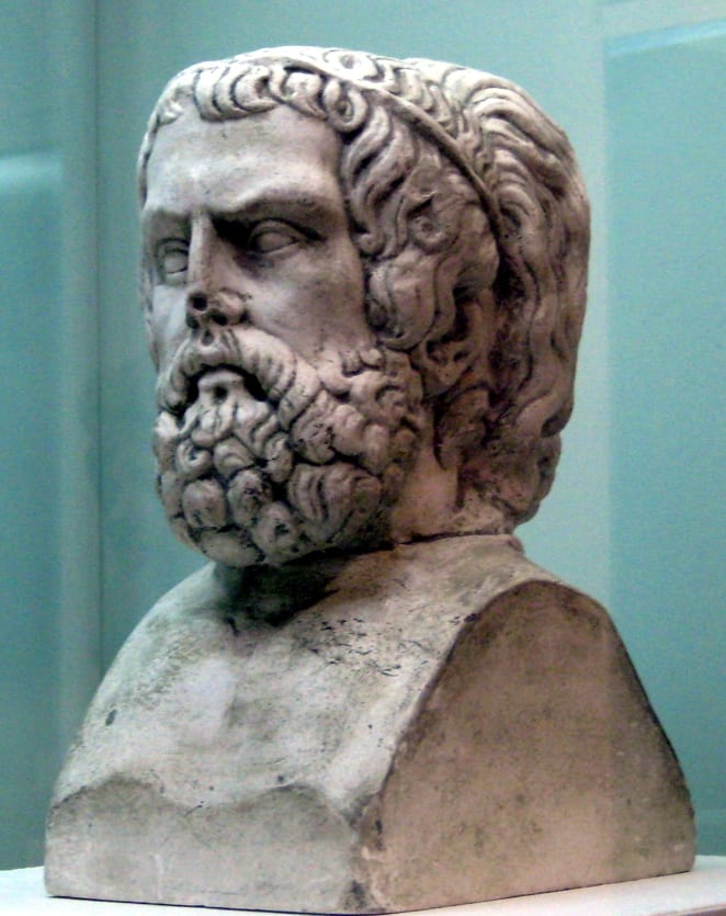 Portrait or photograph of Sophocles: Herma: Sophocles (and Euripides). Cast