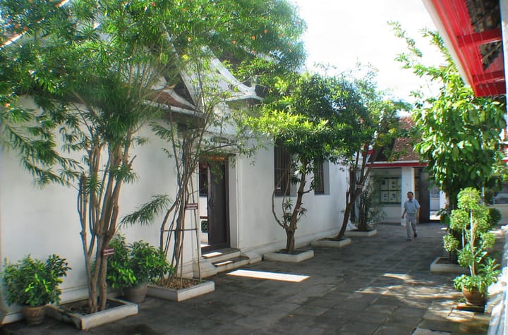 Portrait or photograph of Sunthorn Phu: Kuti of Thailand's famous poet Sunthorn Phu in Wat Thepthidaram, Bangkok, Thailand.