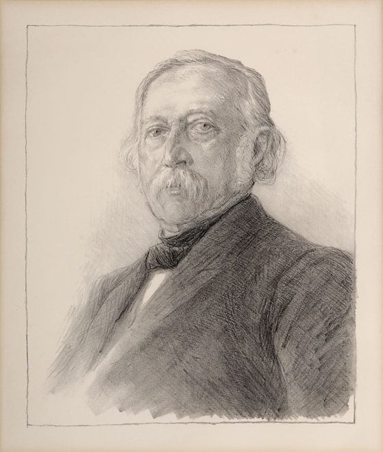 Portrait or photograph of Theodor Fontane: Theodor Fontane , Lithographie, 1896. 30 x 26 cm