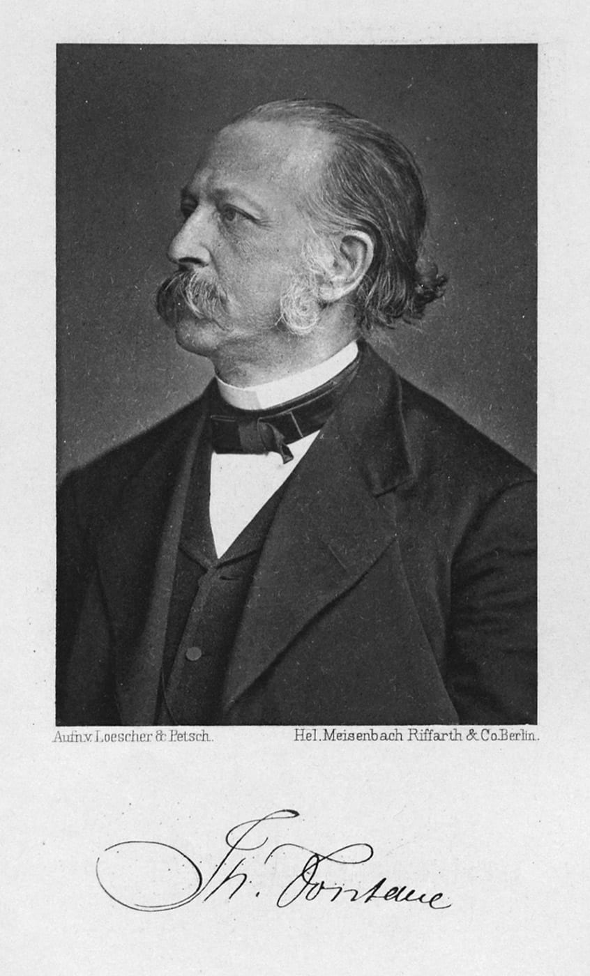 Portrait or photograph of Theodor Fontane: Theodor Fontane (Frontispiz-Portrait aus: Gedichte. 5. Auflage Berlin, Hertz, 1892).