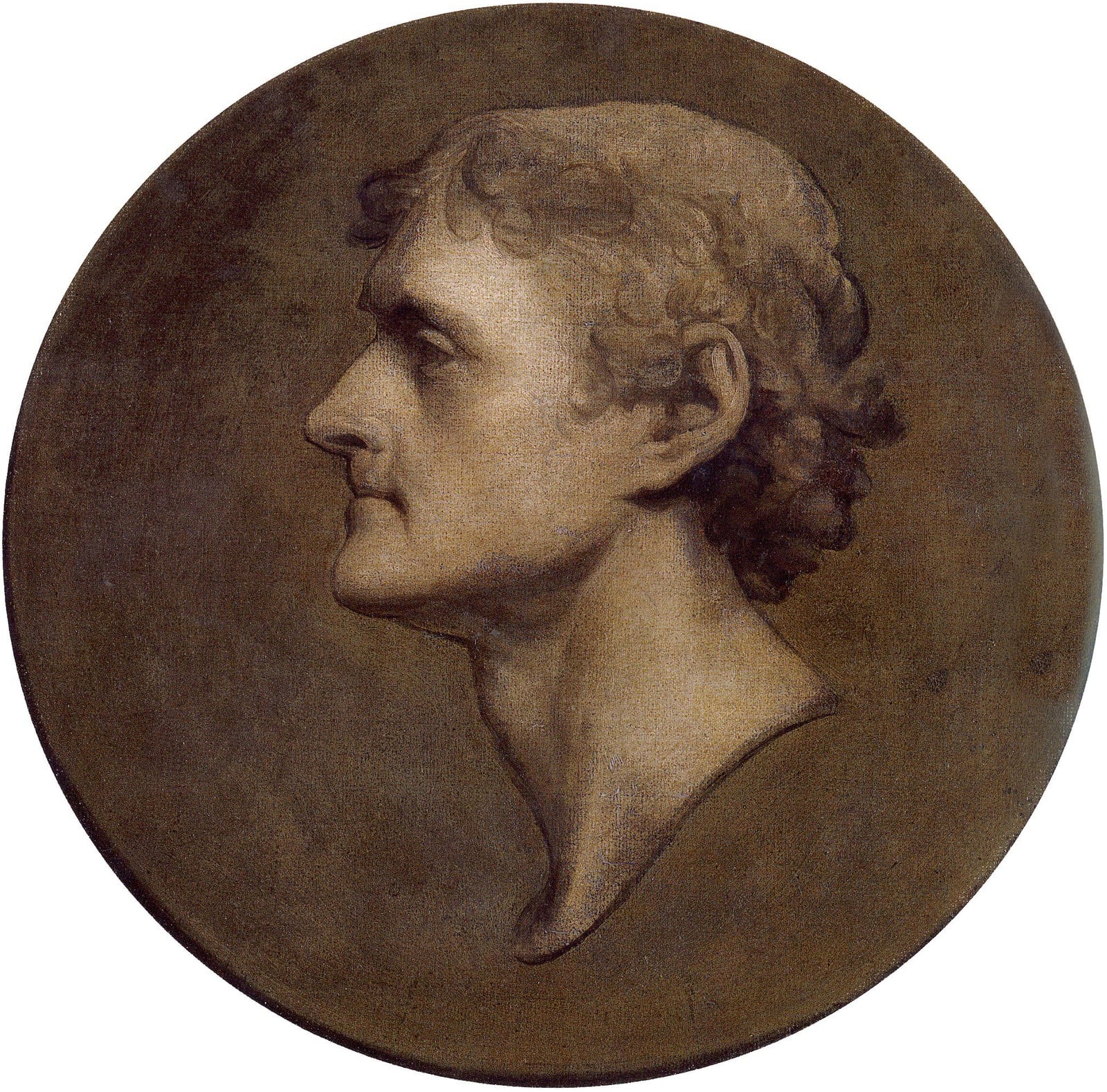 Portrait or photograph of Thomas Jefferson: Thomas Jefferson (The Medallion Portrait), 1805, grisaille of aqueous medium on paper on canvas.