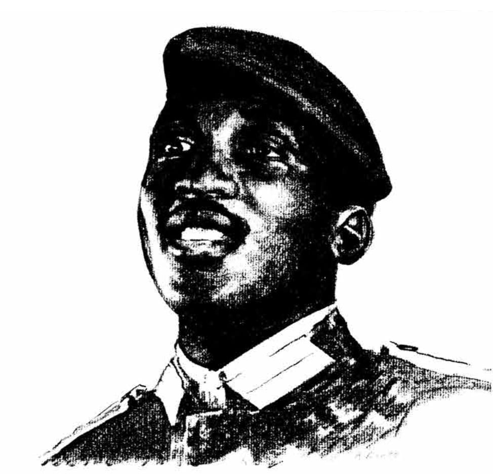 Portrait or photograph of Thomas Sankara: Portrait drawing of Thomas Sankara
