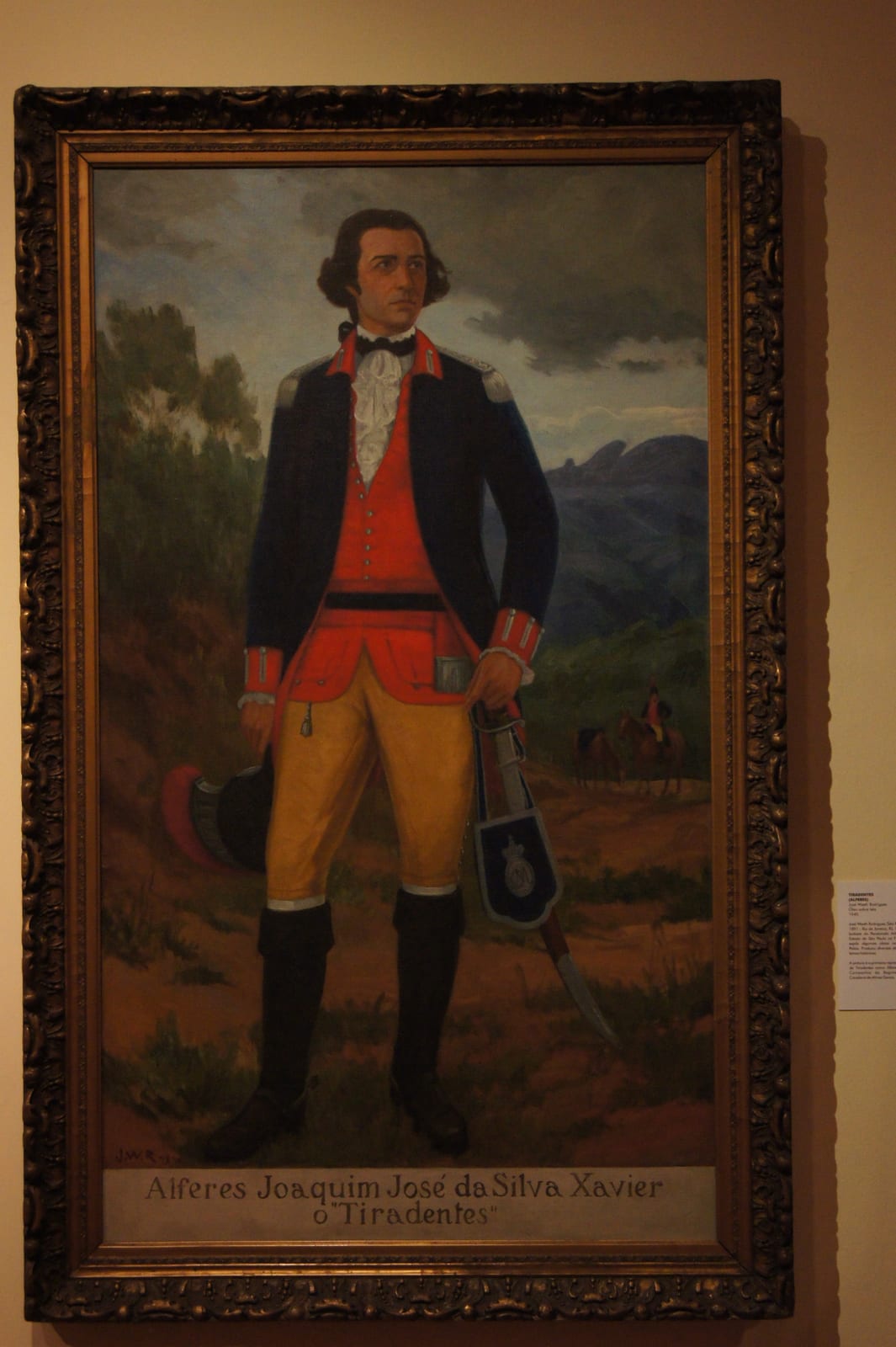 Portrait or photograph of Tiradentes: TIRADENTES (ALFERES) José Wasth Rodrigues Óleo sobre tela 1949 A pintura é a primeira representação de Tiradentes como Alf