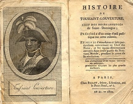 Portrait or photograph of Toussaint Louverture: "Toussaint Louverture by Charles-Yves Cousin d'Avallon (1769-1840). Full title: "Histoire de Toussaint Louvertur