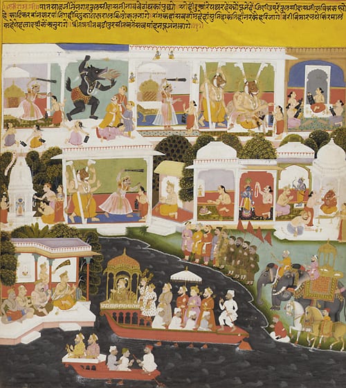 Portrait or photograph of Tulsidas: A Prince Visits the Poet Tulsidas ca. 1700-1710 Sisodia dynasty Opaque watercolor and gold on paper H: 49.2 W: 44.6 cm Udaip