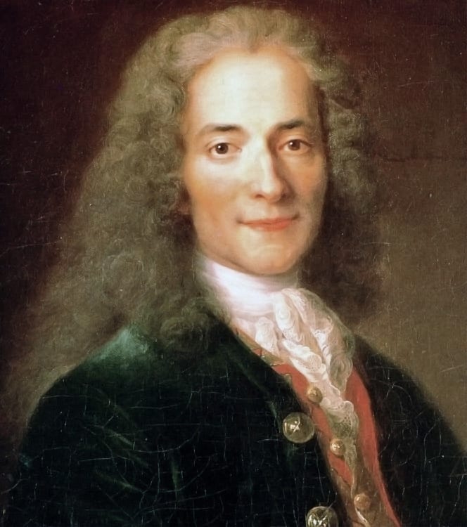 Portrait or photograph of Voltaire: Depicted person: François-Marie Arouet (1694–1778), known as Voltaire, French Enlightenment writer and philosopher