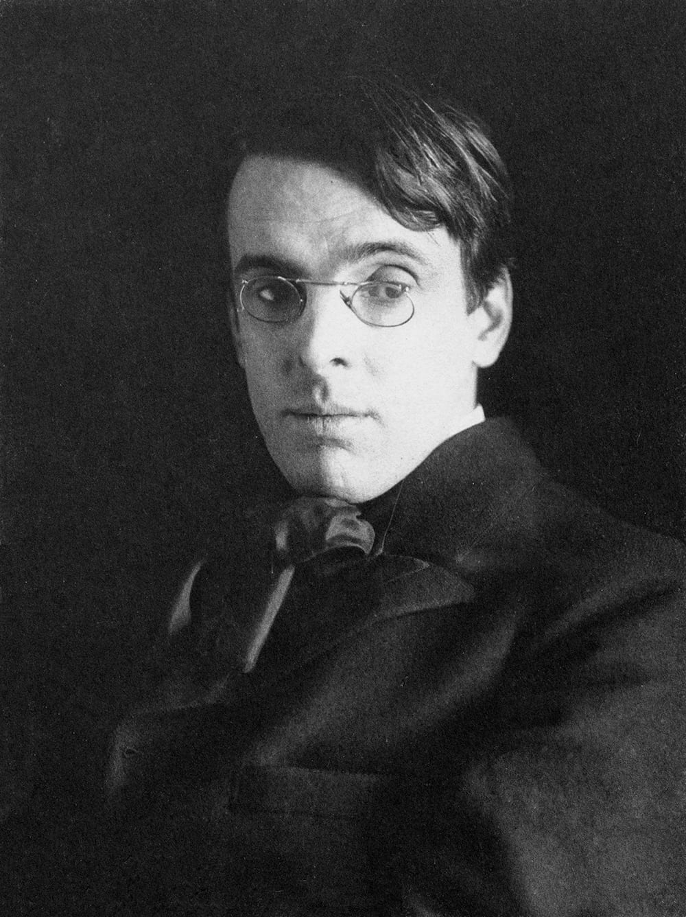 Portrait or photograph of W. B. Yeats: Photographic portrait of William Butler Yeats by Alice Broughton. Platinum print. "John Quinn arranged for Yeats to be ph