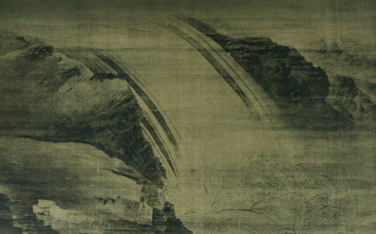 Work or historical image connected to Wang Wei: Cascade, attribué à Wang Wei, Chishaku-in, Kyoto