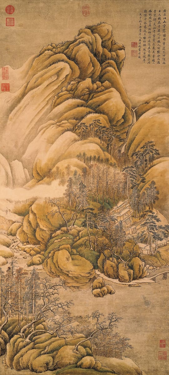 Work or historical image connected to Wang Wei: After Wang Wei's "Clearing of Rivers and Mountains after Snow" (仿王維江山雪霽) Hanging scroll, ink and colors on paper
